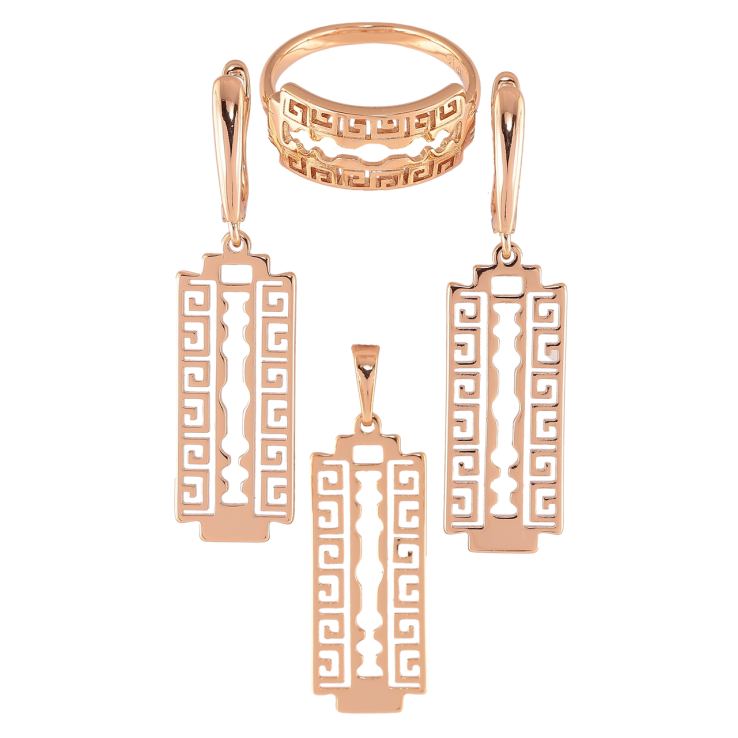 Набір Xuping Позолота 18K Сережки Кулон Каблучка «Лезо» фото №2 Набір Xuping Позолота 18K Сережки Кулон Каблучка «Лезо» фото №2