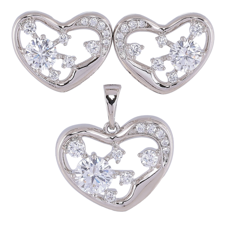 Набір Xuping Родій Сережки Кулон «Сердечка з візерунком цирконієм» фото №7