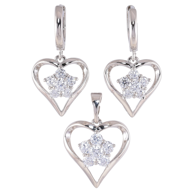 Набір Xuping Родій Сережки Кулон «Сердечка з кришталевими квіточками» фото №13