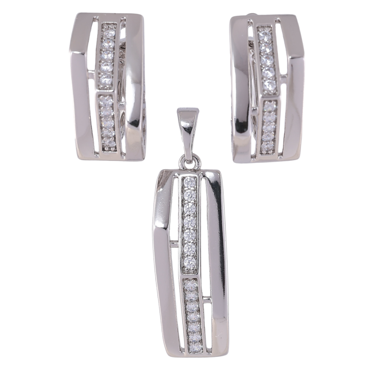 Набір Xuping Родій Сережки Кулон «Візерунок з доріжками цирконію» фото №14