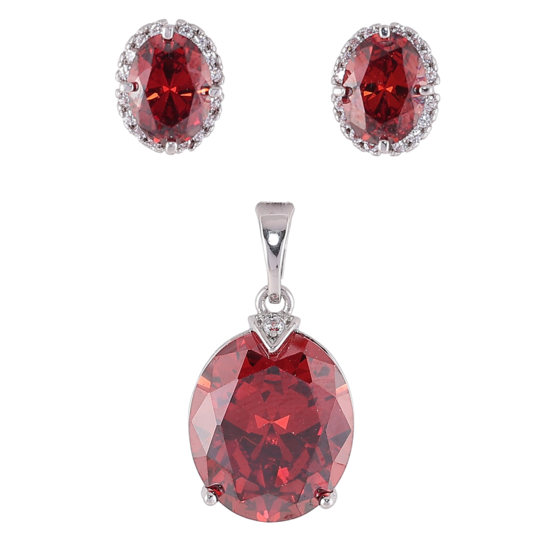 Набір Xuping Родій Сережки Кулон «Червоні фіаніти з цирконієм» фото №1 Набір Xuping Родій Сережки Кулон «Червоні фіаніти з цирконієм» фото №1