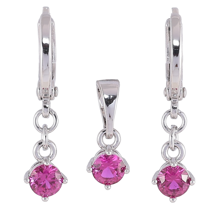 Набір Xuping Родій Сережки Кулон «Малинові фіаніти» ø 4мм фото №17