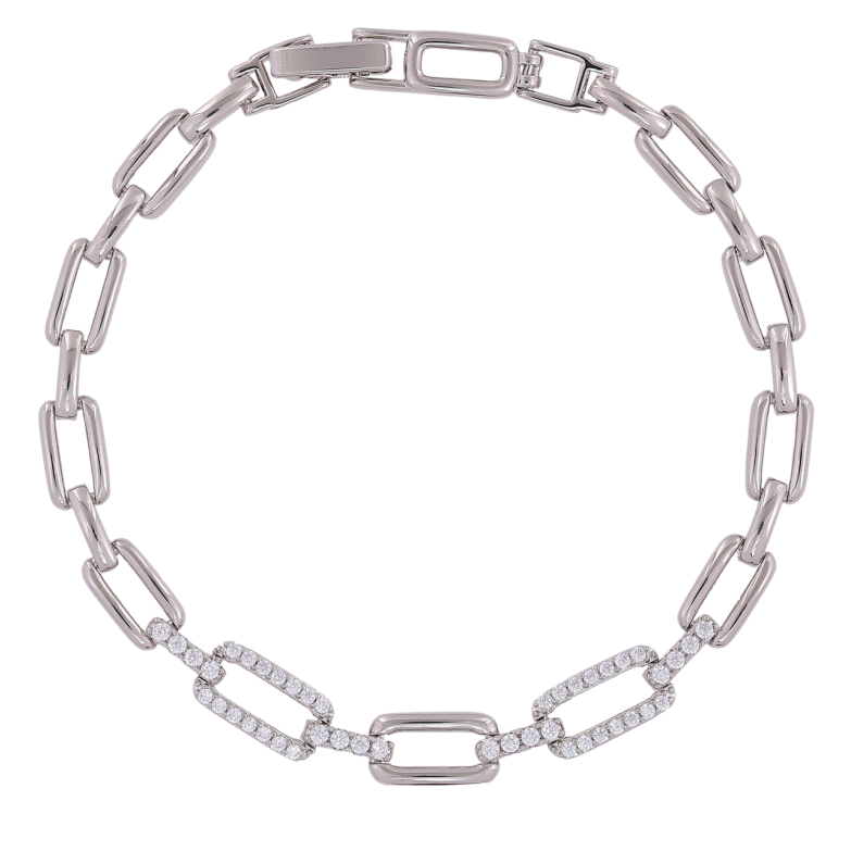 Браслет Xuping Родий Звенья с цирконием размер 19.5см х 5мм фото №12