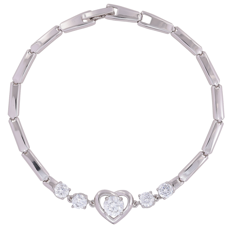 Браслет Xuping Родій «Сердечко з цирконієм» розмір 19.5см х 3мм фото №2