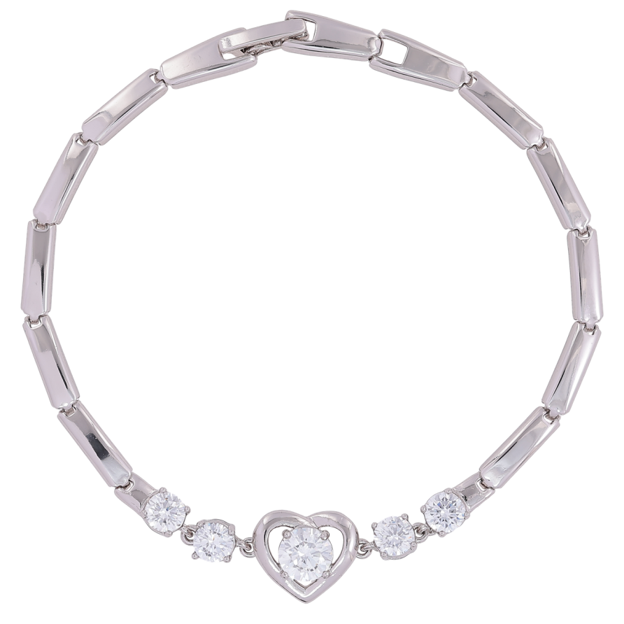 Браслет Xuping Родий Сердечко с цирконием размер 19.5см х 3мм фото №1