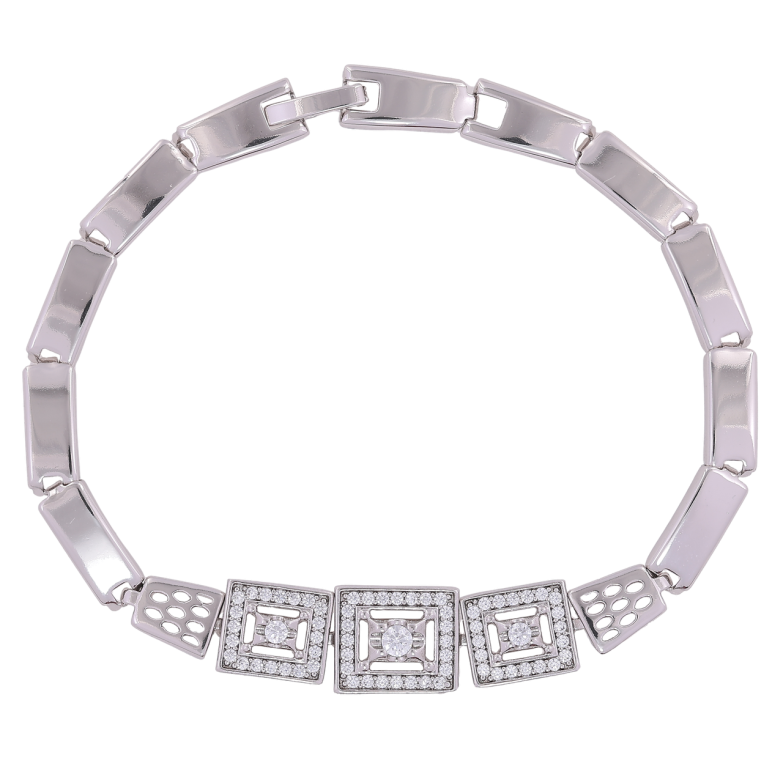 Браслет Xuping Родий Узор с цирконием размер 20см х 5мм фото №1