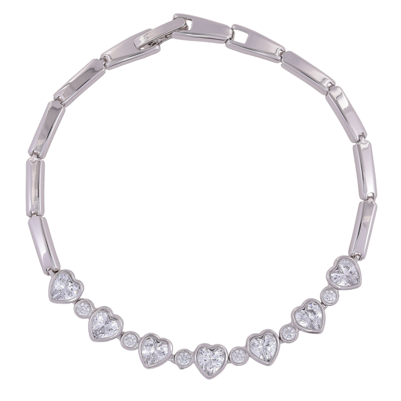 Браслет Xuping Родій «Кришталеві сердечка» розмір 19.5см х 3мм фото №1
