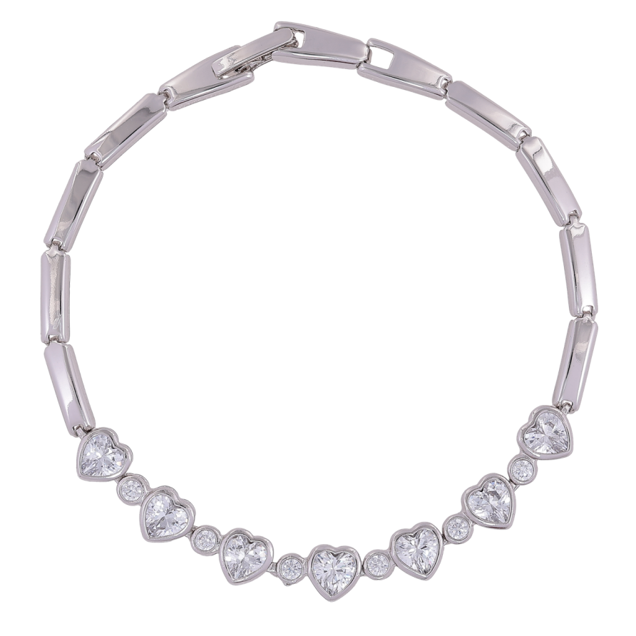Браслет Xuping Родій «Кришталеві сердечка» розмір 19.5см х 3мм фото №1