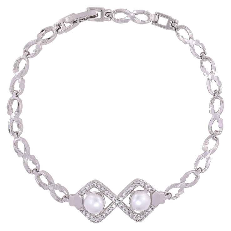 Браслет Xuping Родій «Ромбовий візерунок з цирконієм і перлинами» розмір 19см х 4мм фото №25
