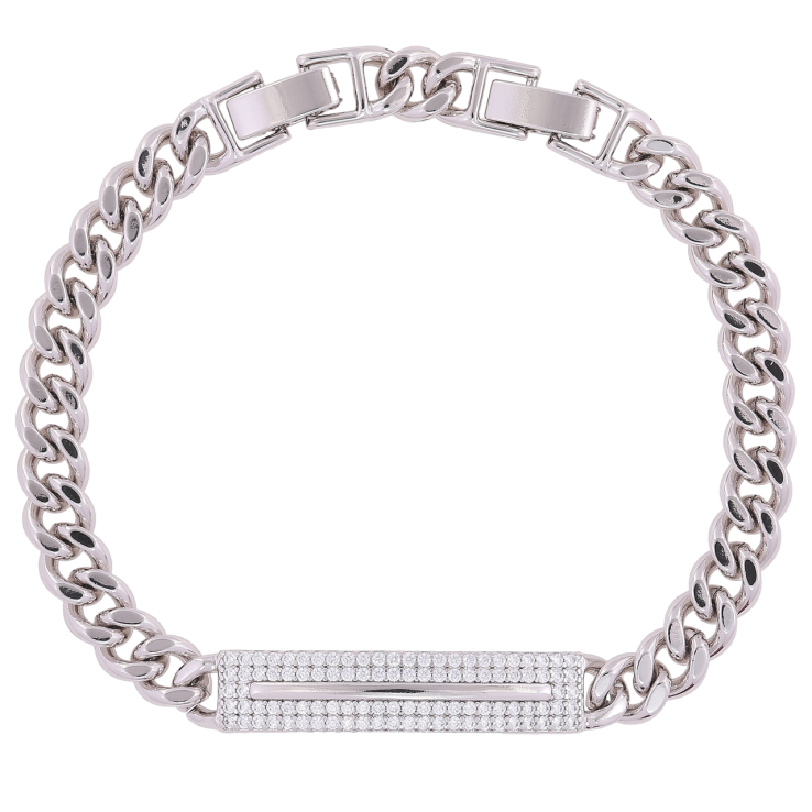 Браслет Xuping Родій «Панцирний ланцюжок з вставкою» розмір з доп. замком 18,20.5см х 7мм фото №2