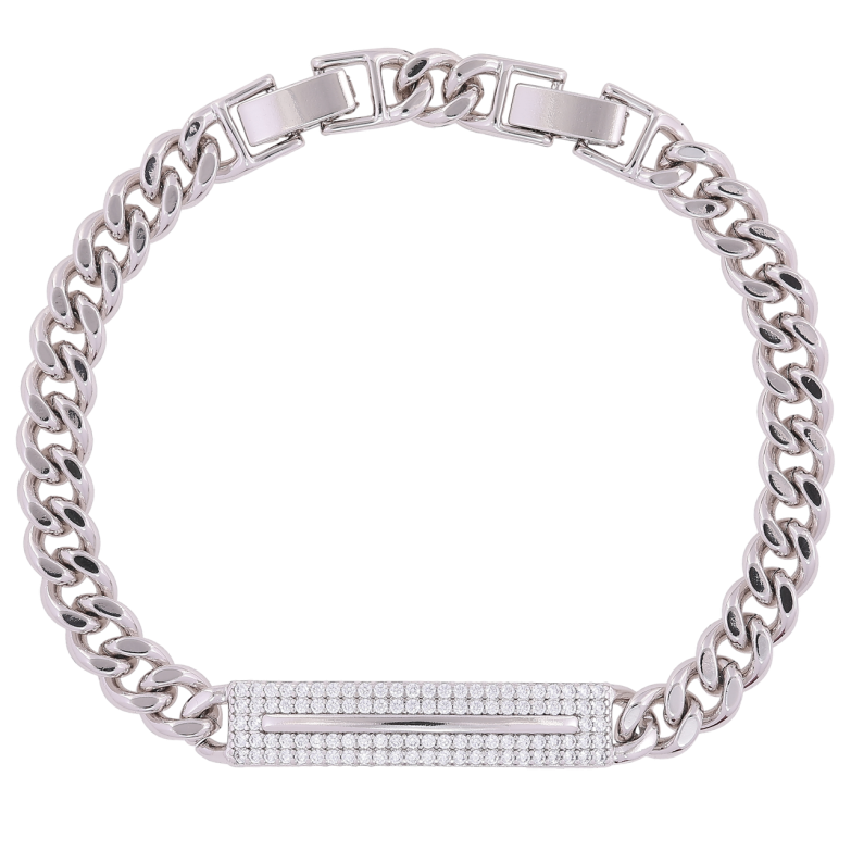 Браслет Xuping Родий Панцирная цепочка с вставкой размер с доп. замком 18,20.5см х 7мм фото №1