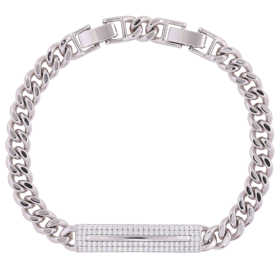 Браслет Xuping Родій «Панцирний ланцюжок з вставкою» розмір з доп. замком 18,20.5см х 7мм фото №1