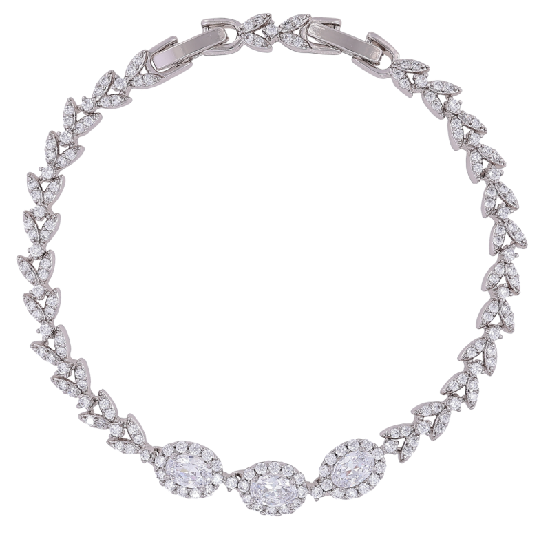 Браслет Xuping Родий Узор с инкрустацией цирконием размер с доп. замком 17,19см х 4мм фото №3