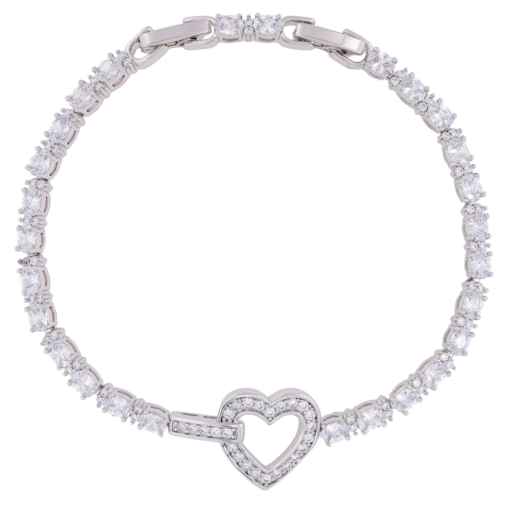 Браслет Xuping Родій «Кришталева доріжка з сердечком» розмір з доп. замком 17,19см х 3мм фото №10