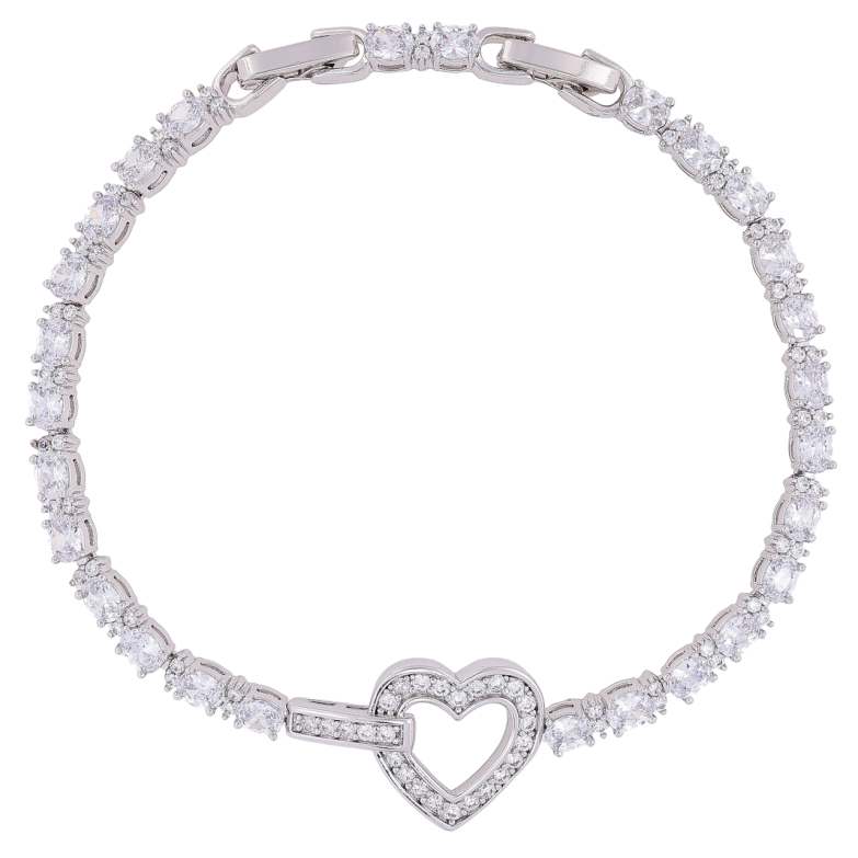 Браслет Xuping Родій «Кришталева доріжка з сердечком» розмір з доп. замком 17,19см х 3мм фото №3