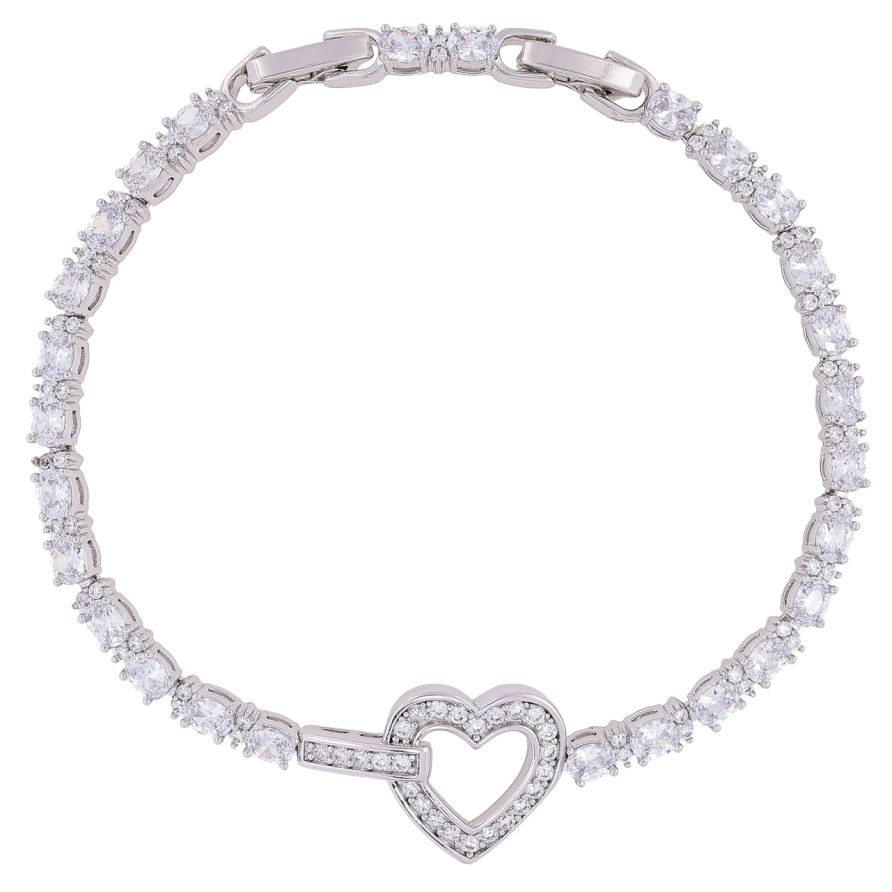 Браслет Xuping Родій «Кришталева доріжка з сердечком» розмір з доп. замком 17,19см х 3мм фото №1