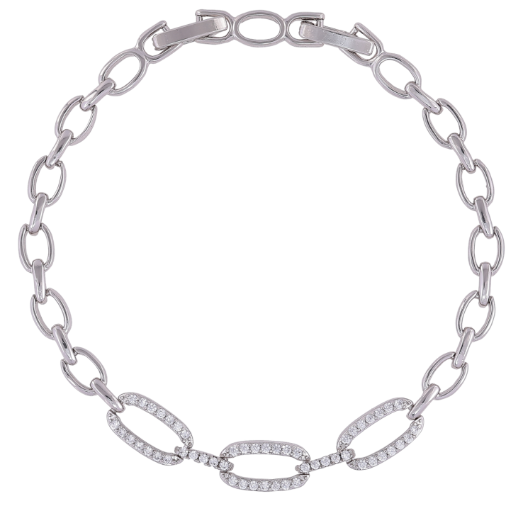 Браслет Xuping Родій «Ланки з цирконієм» розмір з доп. замком 17,19см х 5мм фото №3