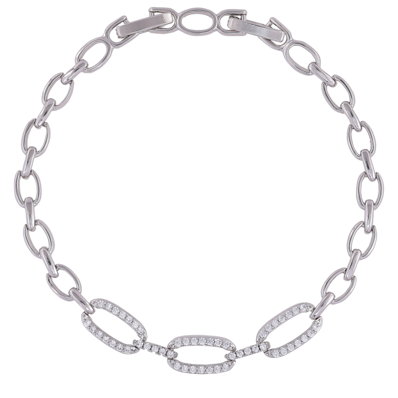 Браслет Xuping Родій «Ланки з цирконієм» розмір з доп. замком 17,19см х 5мм фото №1