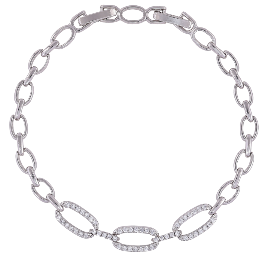 Браслет Xuping Родій «Ланки з цирконієм» розмір з доп. замком 17,19см х 5мм фото №1