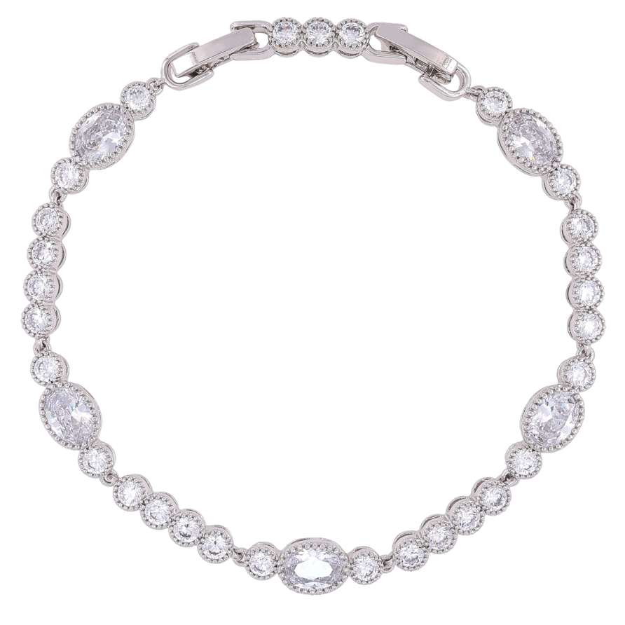 Браслет Xuping Родій «Доріжка цирконію» розмір з доп. замком 17.5,19.5см х 4-6мм фото №1