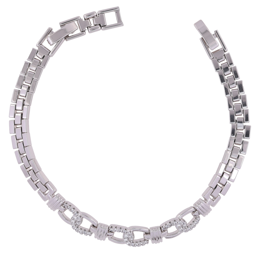 Браслет Xuping Родій «Браслетне плетіння з декоративною вставкою» розмір з доп. замком 17.5,19.5см х 6мм фото №1