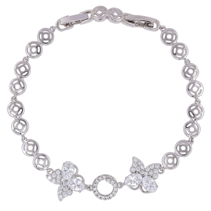 Браслет Xuping Родій «Метелики з цирконієм» розмір з доп. замком 17.5,19.5см х 6мм фото №3