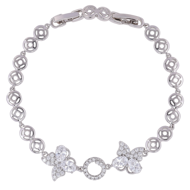 Браслет Xuping Родій «Метелики з цирконієм» розмір з доп. замком 17.5,19.5см х 6мм фото №1