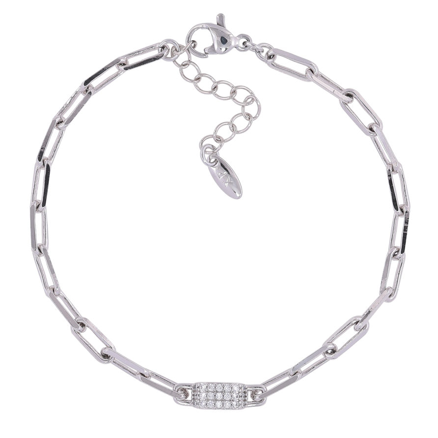 Браслет Xuping Родій «Якірний ланцюжок зі вставкою» розмір з доп. ланцюжком 17.5-20.5см х 3мм фото №1