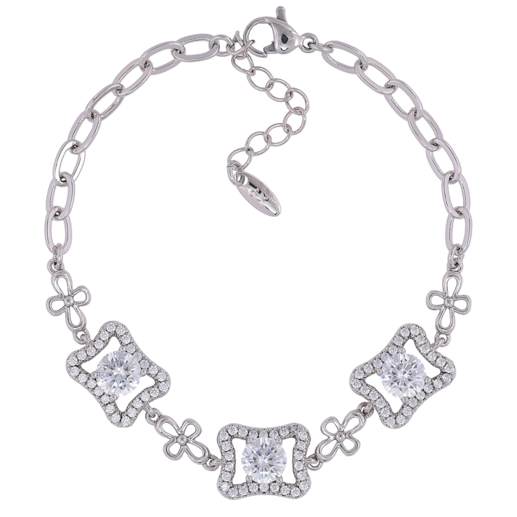 Браслет Xuping Родій «Ланцюжок з декоративною вставкою» розмір з доп. ланцюжком 17-20.5см х 4мм фото №8