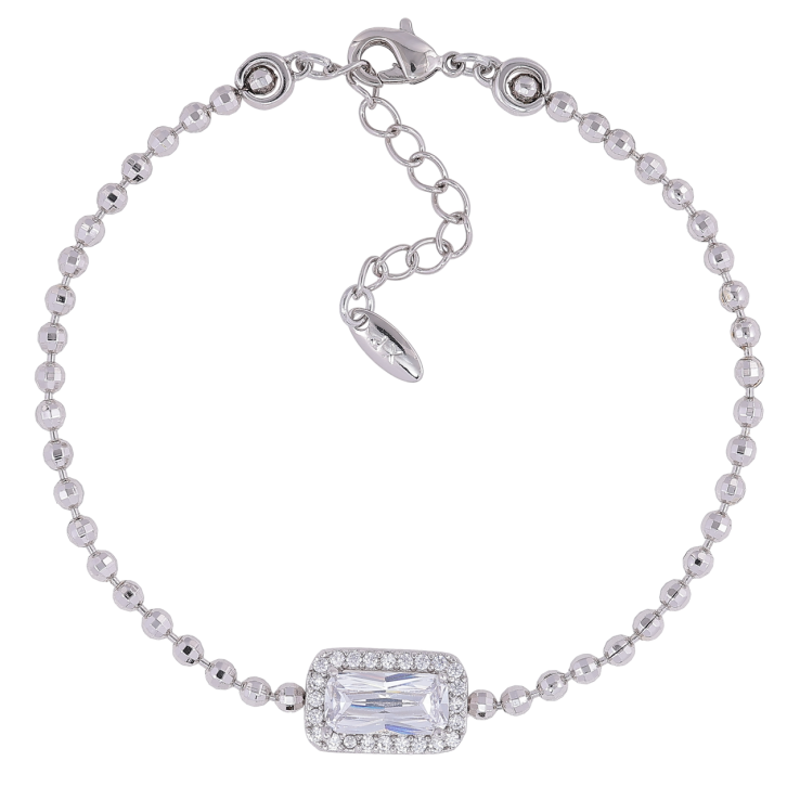 Браслет Xuping Родій «Ланцюжок Перлина з кришталевою вставкою» розмір з доп. ланцюжком 18-21см х 2мм фото №6