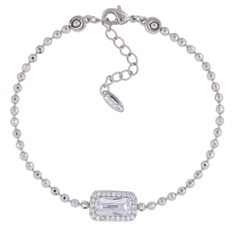 Браслет Xuping Родий Цепочка Перлина с кристальной вставкой размер с доп. цепочкой 18-21см х 2мм фото №3