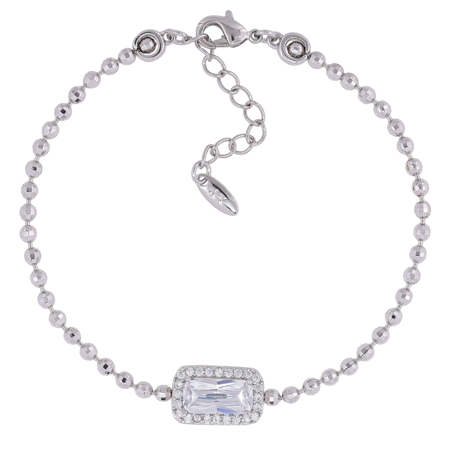 Браслет Xuping Родій «Ланцюжок Перлина з кришталевою вставкою» розмір з доп. ланцюжком 18-21см х 2мм фото №1