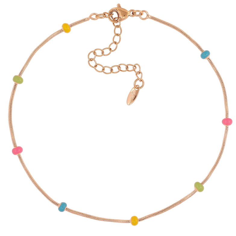 Браслет Xuping Позолота 18K на ногу Цепочка с разноцветными эмалевыми бусинами размер 23.5-29см х 1мм фото №5