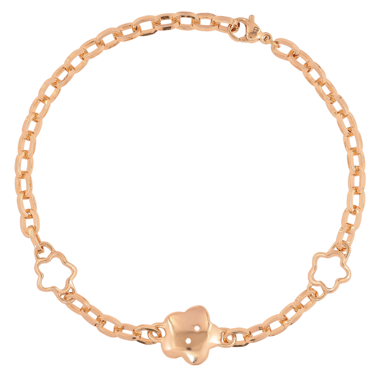 Браслет Xuping Позолота 18K на ногу Якорная цепочка с вставками цветочки размер 23см х 4.5мм фото №6