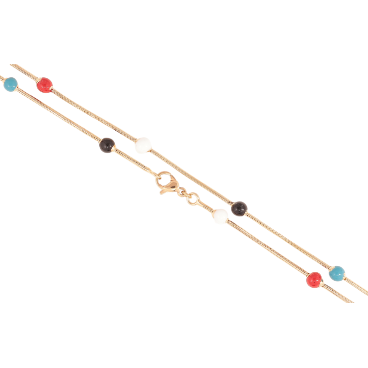 Цепочка Xuping Позолота 18K Плетение Ювелирный шнур с разноцветными эмалевыми бусинами длинна 49см х 1.5мм фото №8