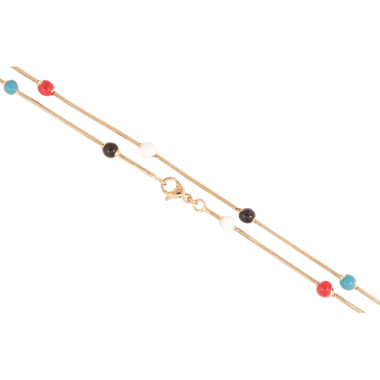 Цепочка Xuping Позолота 18K Плетение Ювелирный шнур с разноцветными эмалевыми бусинами длинна 49см х 1.5мм фото №3