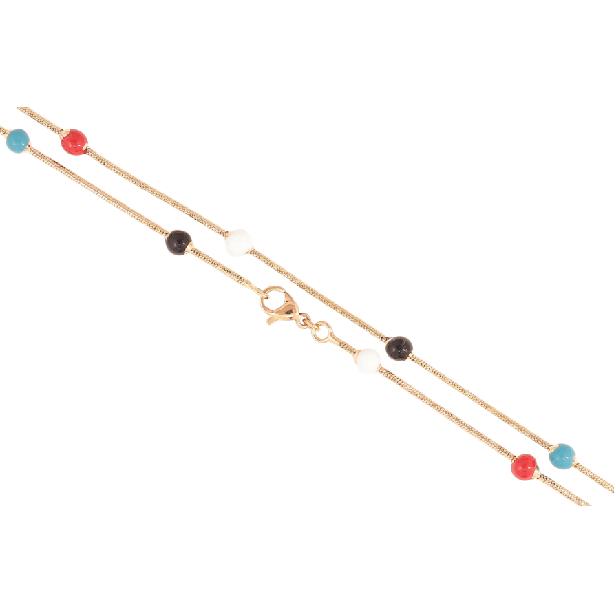 Цепочка Xuping Позолота 18K Плетение Ювелирный шнур с разноцветными эмалевыми бусинами длинна 49см х 1.5мм фото №1