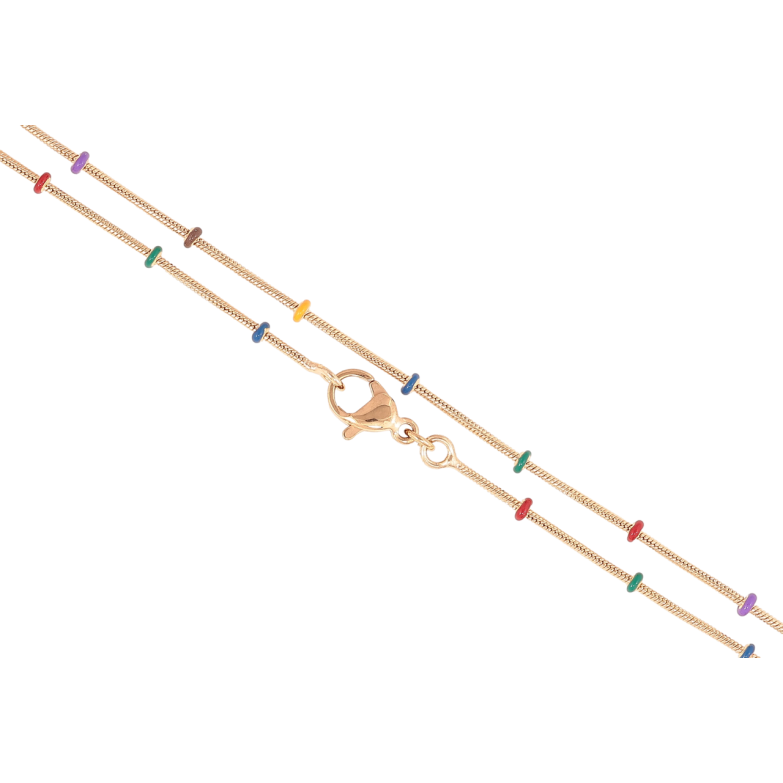 Цепочка Xuping Позолота 18K Плетение Ювелирный шнур с цветными бусинами длинна 45см х 1мм фото №6