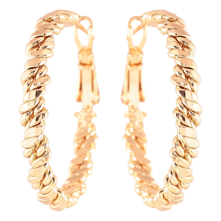 Сережки Xuping Позолота 18K кільця (конго) Декоративний візерунок» ø 3см фото №2