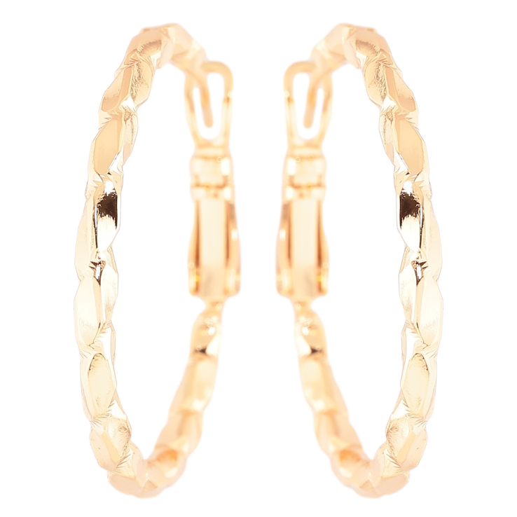 Сережки Xuping Позолота 18K кільця (конго) Декоративний візерунок» ø 3см фото №3