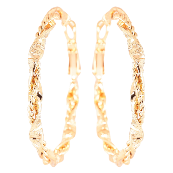 Серьги Xuping Позолота 18K кольца (конго) Декоративный узор ø 4см фото №24