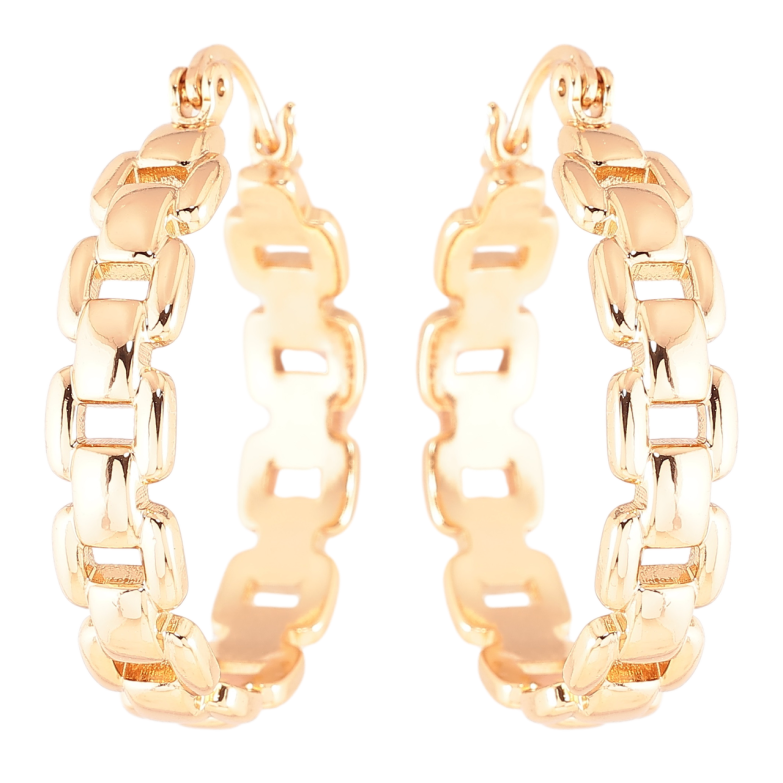 Сережки Xuping Позолота 18K кільця (конго) Декоративний візерунок» ø 3см фото №2