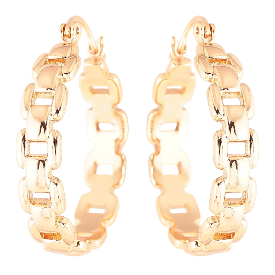 Сережки Xuping Позолота 18K кільця (конго) Декоративний візерунок» ø 3см фото №1