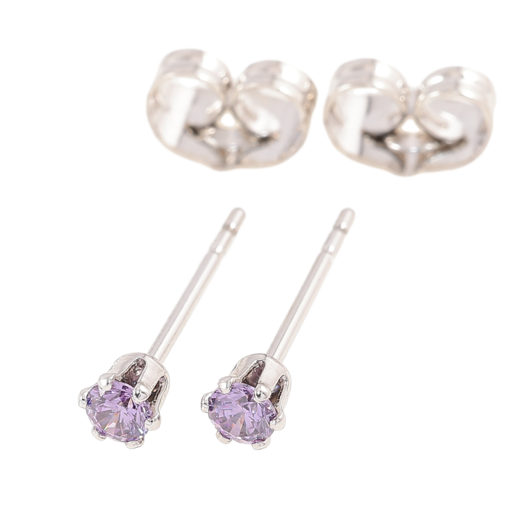 Серьги Xuping Родий пусеты Сиреневые фианиты в 6-ти крапановой оправе ø 3мм фото №5 Серьги Xuping Родий пусеты Сиреневые фианиты в 6-ти крапановой оправе ø 3мм фото №5