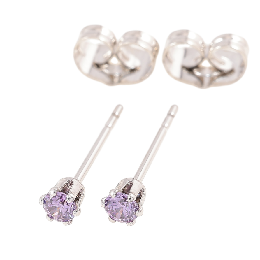 Серьги Xuping Родий пусеты Сиреневые фианиты в 6-ти крапановой оправе ø 3мм фото №1 Серьги Xuping Родий пусеты Сиреневые фианиты в 6-ти крапановой оправе ø 3мм фото №1