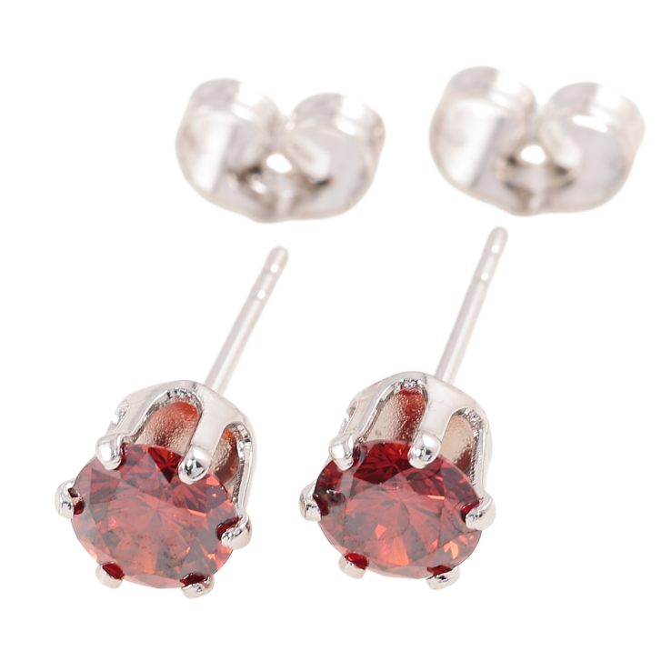 Сережки Xuping Родій пусети «Червоні фіаніти в 6-ти крапановій оправі» ø 6мм фото №14