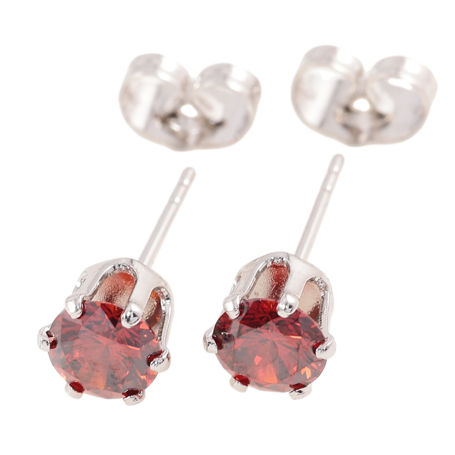 Сережки Xuping Родій пусети «Червоні фіаніти в 6-ти крапановій оправі» ø 6мм фото №1 Сережки Xuping Родій пусети «Червоні фіаніти в 6-ти крапановій оправі» ø 6мм фото №1