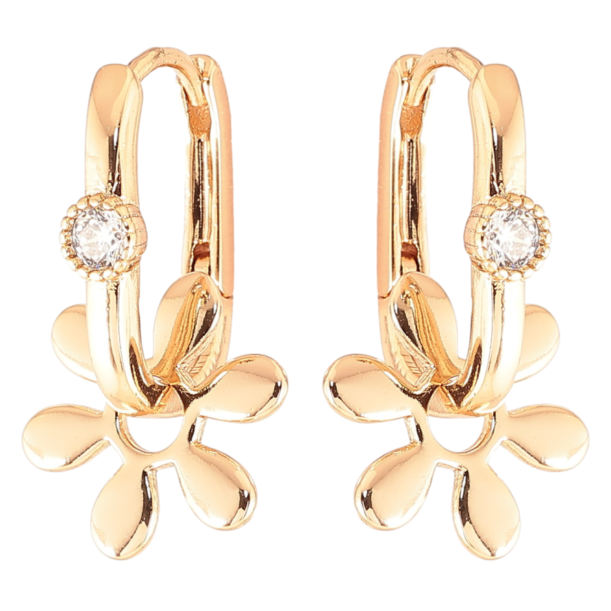 Серьги Xuping Позолота 18K подвески на колечках Цветочки  с цирконием 2 в 1 фото №1