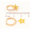 Серьги Xuping Позолота 18K подвески на колечках Звездочки с желтой эмалью и дорожками циркония 2 в 1 фото №2