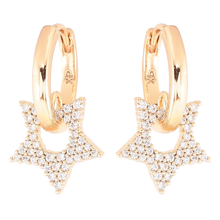 Серьги Xuping Позолота 18K подвески на колечках Звезды с цирконием фото №21